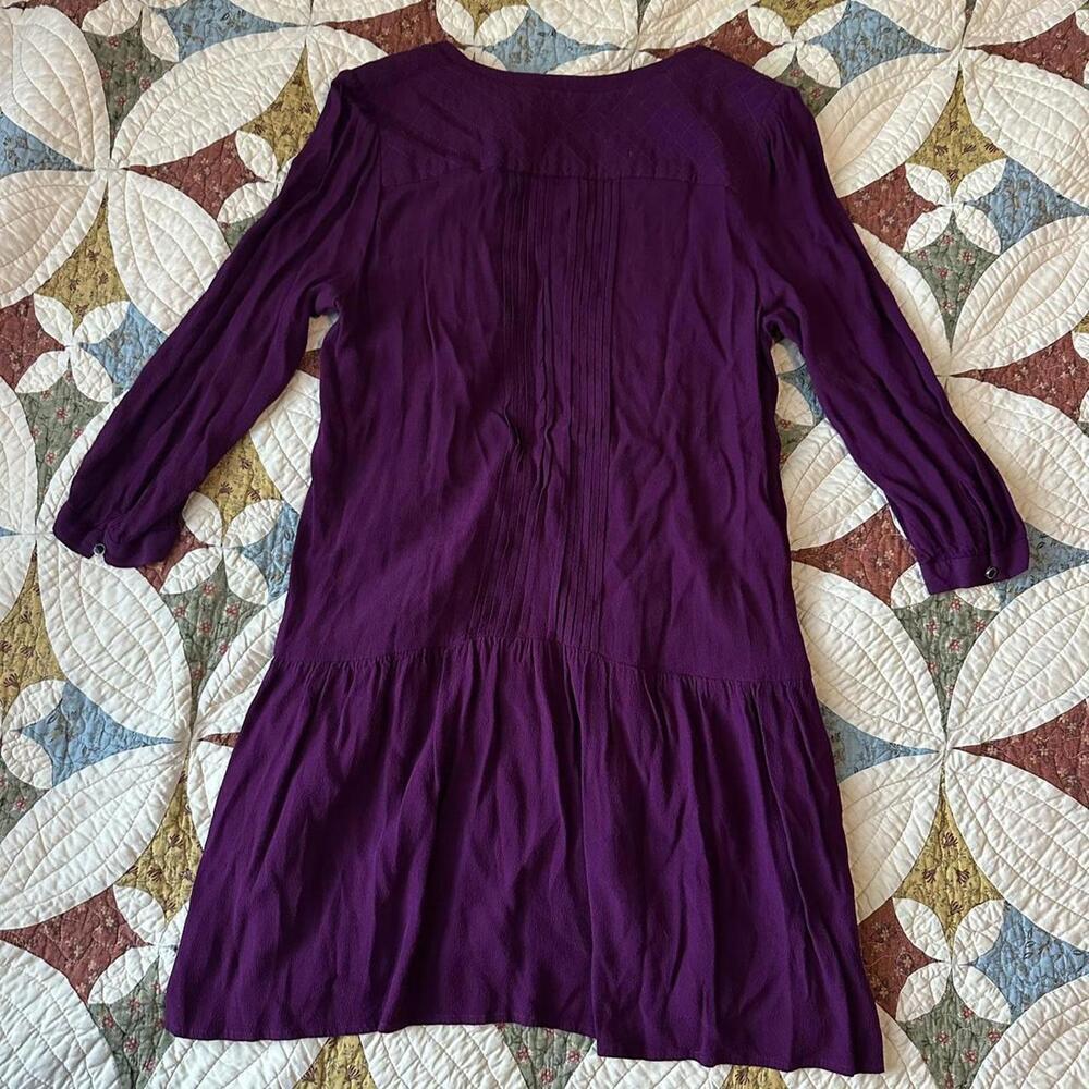 Anthropologie Maeve Galina drop waist tunic dress Size S maroon spring - Picture 7 of 7